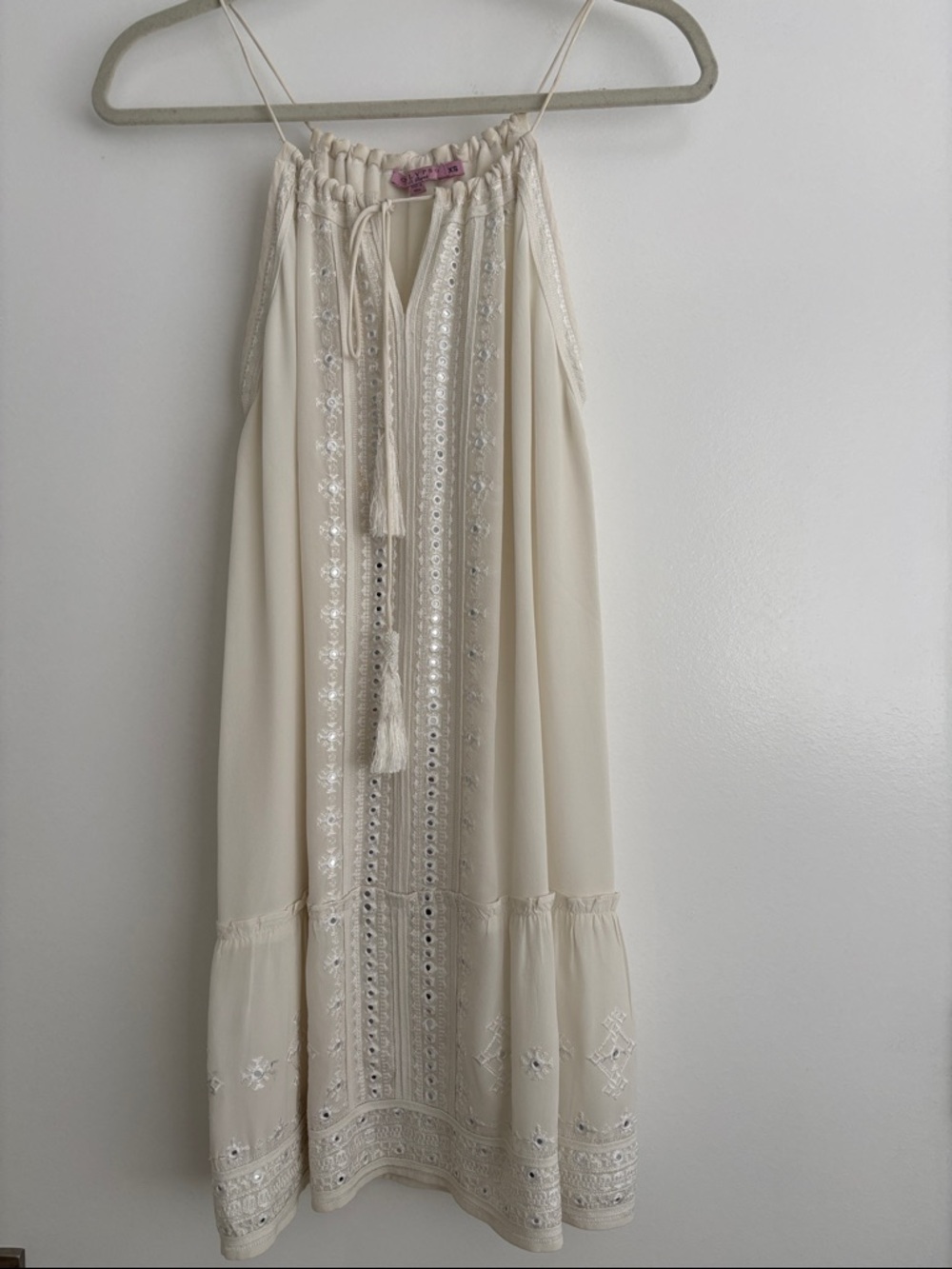 Calypso St. Barth Cream Embroidered Mini Dress
